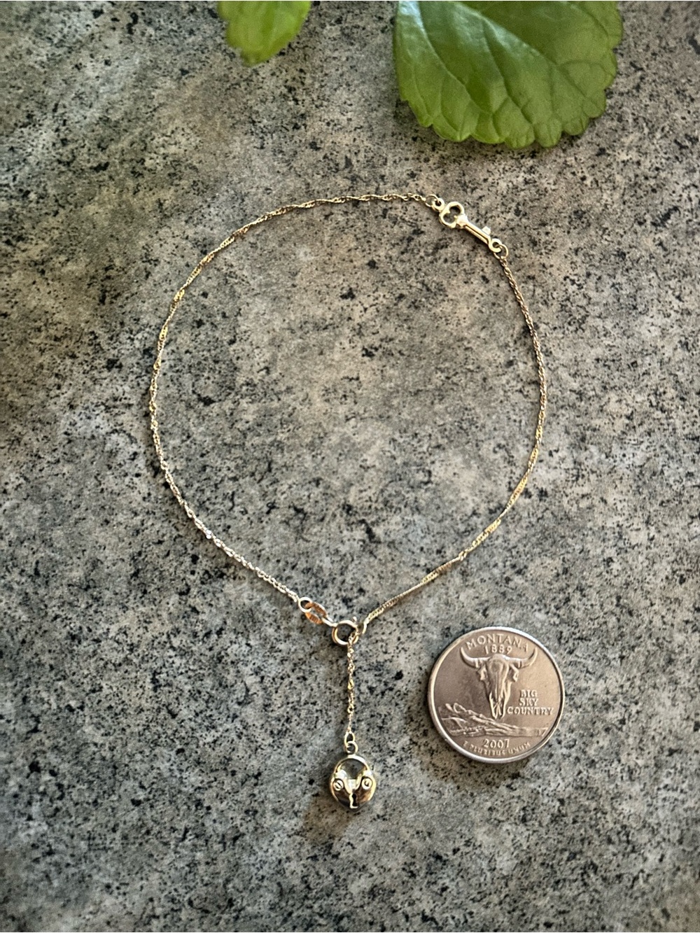📿 Vintage 14k Yellow Solid Gold Anklet 10” / 9 1/4” w Heart Twisted Strand Italy